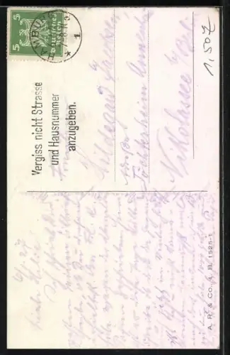 AK The Pessimist, Rothaariger Junge mit Kissen