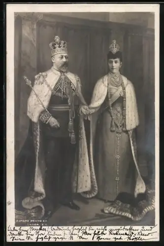 AK König und Königin von England mit Krone