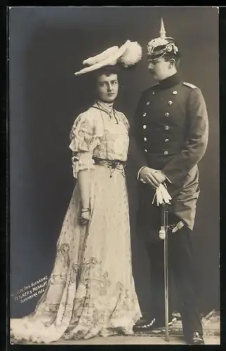 AK Prinz Eitel Friedrich von Preussen neben seiner Gemahlin