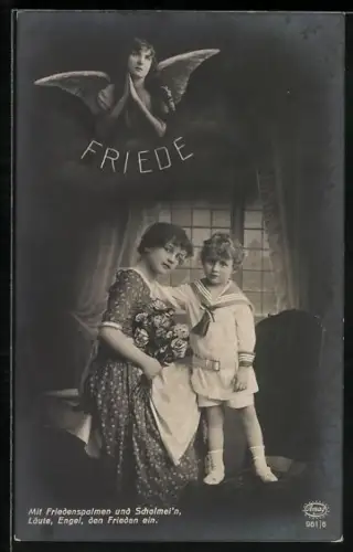AK Mit Friedenspsalmen und Schalmei`n, läute Engel, den Frieden ein