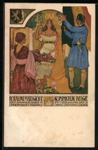 AK Royaume de Belgique, 75 eme Anniversaire de L`Indépendance Nationale, Friedensbewegung