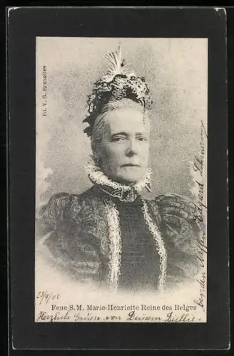 AK Feue S. M. Marie-Henriette Reine des Belges