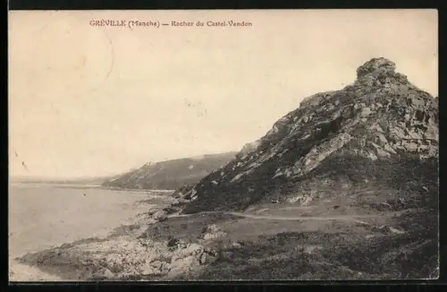 AK Gréville /Manche, Rocher du Castel-Vendon