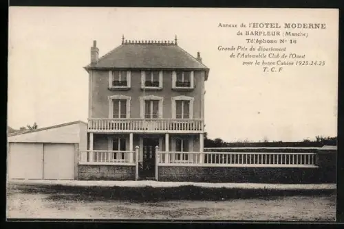 AK Barfleur /Manche, Annexe de l`Hôtel Moderne avec bonne cuisine et numéro de téléphone 16