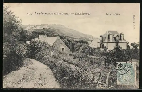 AK Landemer, Hôtel Millet avec vue sur la campagne environnante