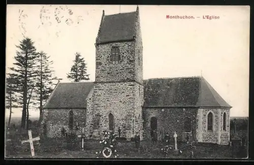 AK Monthuchon, L`Église et le cimetière environnant