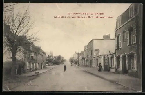 AK Donville-les-Bains, La Route de Coutances, Halte Granvillaise