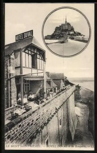 AK Le Mont Saint-Michel, Hôtel Duval et les Remparts