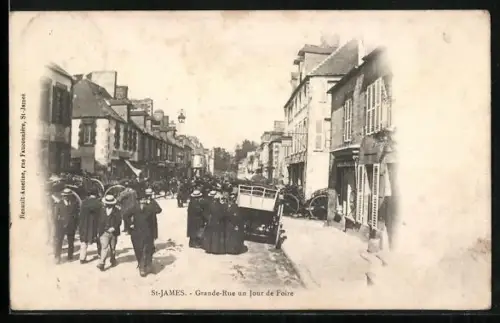 AK St-James, Grande-Rue un Jour de Foire