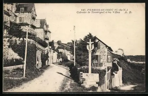 AK Perros-Guirec /C.-du-N., Calvaire de Trestignel et les Villas