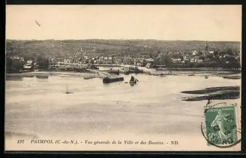 AK Paimpol /C.-du-N., Vue générale de la Ville et des Bassins
