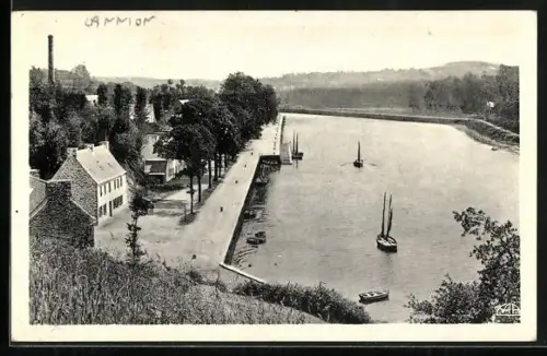 AK Lannion, La Vallée du Guer avec bateaux sur la rivière