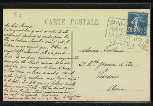 AK Tréveneuc, La Chapelle St-Marc avec vue sur la mer et l`île au loin