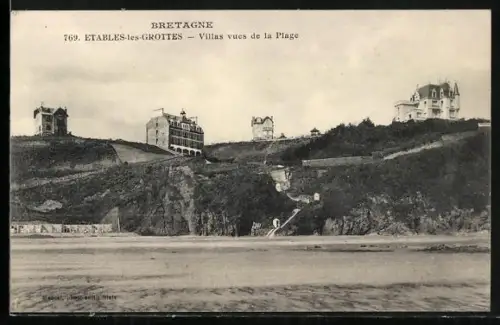 AK Étables-les-Grottes, Villas vues de la Plage
