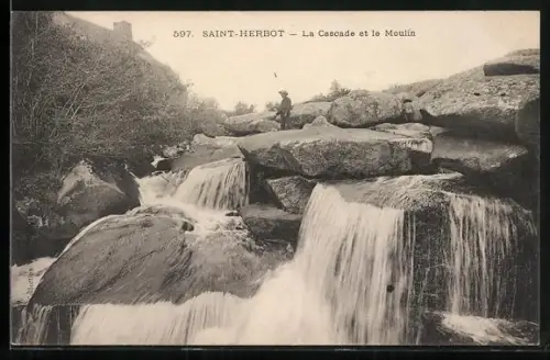 AK Saint-Herbot, La Cascade et le Moulin