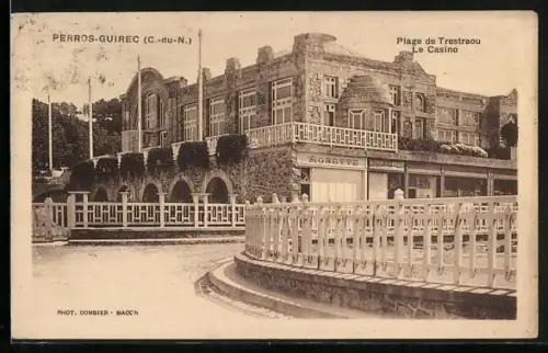 AK Perros-Guirec /C.-du-N., Plage de Trestraou, Le Casino