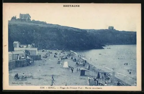 AK Binic, Plage de l`Avant Port, Marée montante