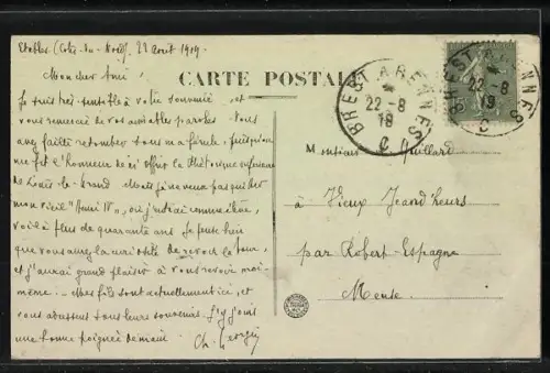 AK Étables /C.-du-N., La Plage, vue générale avec baigneurs et cabines de plage