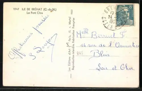 AK Île de Bréhat /C. du N., Le Port Clos avec bateaux à quai