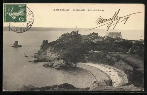 AK Île de Bréhat, Le Guersido, Grève du Gorlec