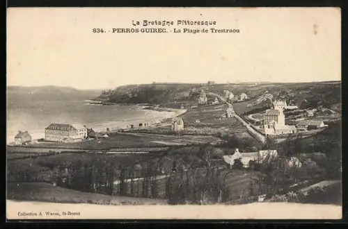 AK Perros-Guirec, La Plage de Trestraou et la côte environnante