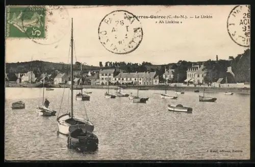AK Perros-Guirec /C.-du-N., Le Linkin, Vue sur le port avec bateaux à l`ancre
