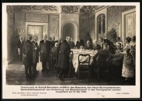 AK Teestunde im Schloss Belvedere anlässlich des Besuches von Reichspräsident Paul von Hindenburg
