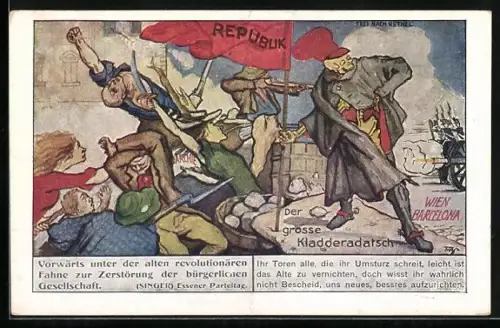 AK Das Zentrum, Volkspartei, der grosse Kladderadatsch, der Tod beobachtet den Barrikadenkampf, Anarchie