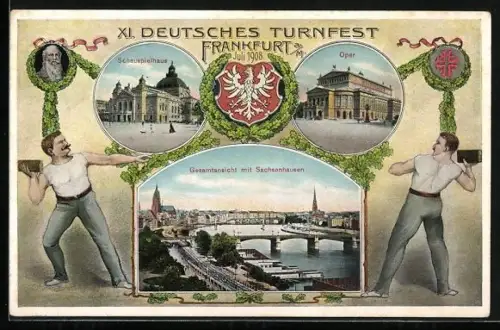 AK Frankfurt a. M., XI. Deutsches Turnfest 1908, Gesellschaftshaus und Palmengarten, Teichpartie im Zoologischer Garten