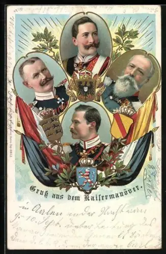 AK Kaiserparade, Porträt Grossherzog Ernst Ludwig, Kaiser Wilhelm II.