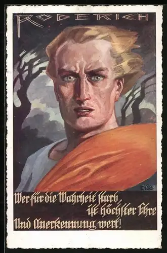 Künstler-AK Karl Alex Wilke: Roderich, Trauerspiel von Josef Hiess, Westgote