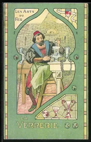 AK Chocolat Lombart, La Verrerie, Les Arts du Feu, Glasbläser im Jugendstil