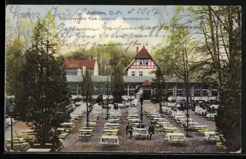 AK Juditten /O.-Pr., Restaurant Park Luisenthal, Gartenansicht