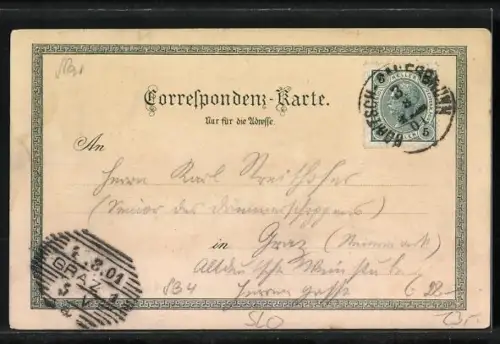 Lithographie Bad Rohitsch-Sauerbrunn, Ortsansicht aus der Vogelschau