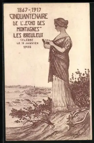 AK Les Breuleux, 1867 - 1917, Cinquantenaire de l`echo des Montagnes