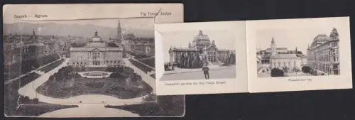 Leporello-AK Zagreb, Umjetnicki pavilljon, Maksimir, Juzni stari Kolodvor et al