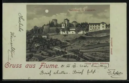 Mondschein-Lithographie Fiume, Castello di Tersato