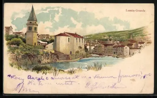 Lithographie Lussin-Grande, Panorama