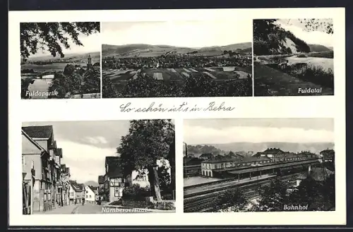 AK Bebra, Fulda-Partie, Fuldatal, Nürnberger Strasse, Bahnhof