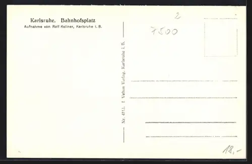 AK Karlsruhe, Bahnhofsplatz mit Strassenbahnen und Hotels