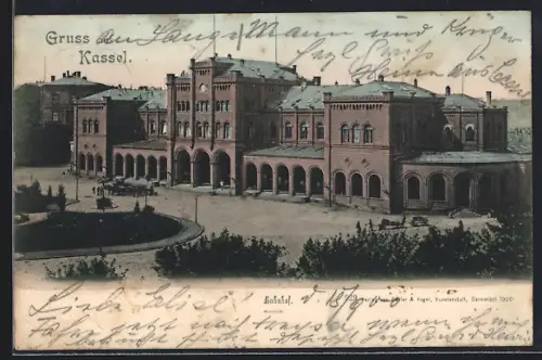 AK Kassel, Bahnhof mit Vorplatz