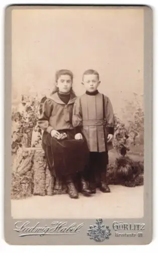 Fotografie Ludwig Habel, Görlitz, Breitestr. 16, Geschwister in traditioneller Kleidung