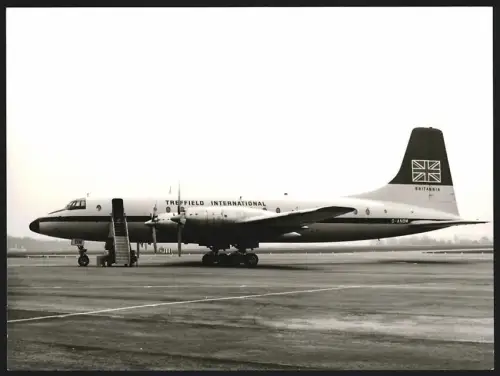 Fotografie Flugzeug Bristol Britannia 102 Treffield International, Kennung G-ANBM