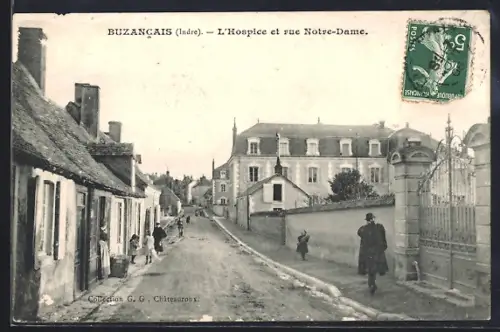 AK Buzancais /Indre, L`Hospice et rue Notre-Dame