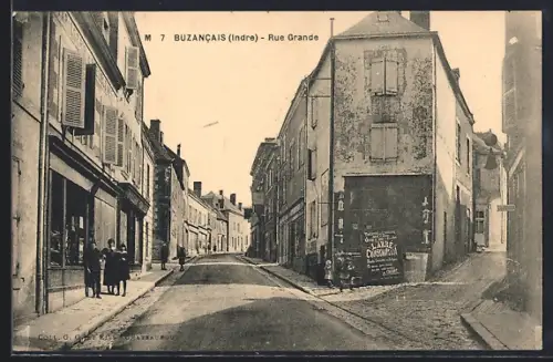 AK Buzancais /Indre, Rue Grande, Strassenpartie
