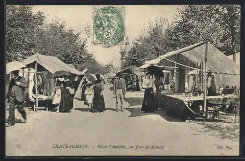 AK Chateauroux, Place Gambetta, un Jour de Marché