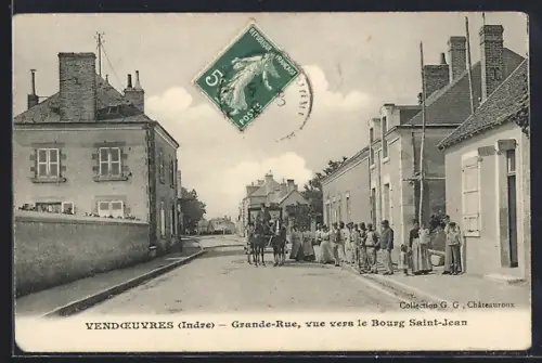 AK Vendoeuvres /Indre, Grande-Rue, vue vers le Bourg Saint-Jean, Strassenpartie