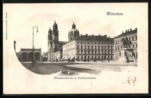 AK München, Theatinerkirche, Feldherrnhalle