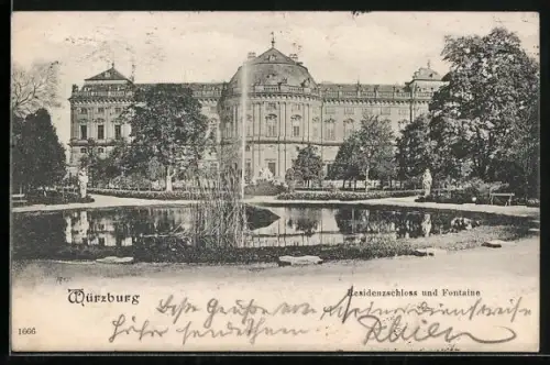 AK Würzburg, Residenzschloss und Fontaine