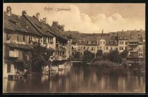 AK Erfurt, Junkersand, Wohnhäuser am Wasser